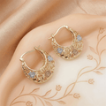 🌸 Vintage 14K Gold Flower Hoop Earrings (Premium Quality)