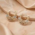 🌸 Vintage 14K Gold Flower Hoop Earrings (Premium Quality)