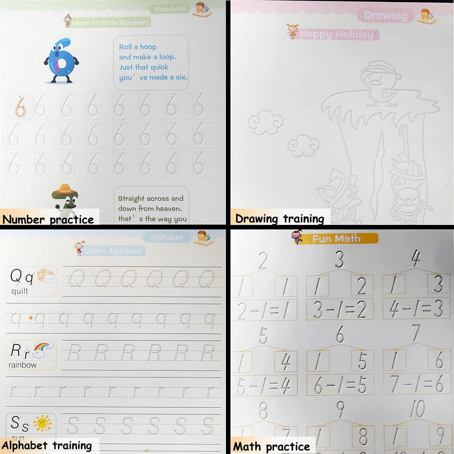 Magic Book Bundle For Kids: 4 Books, 10 Refills, 1 Pen, 1 Grip Included (Premium Quality)