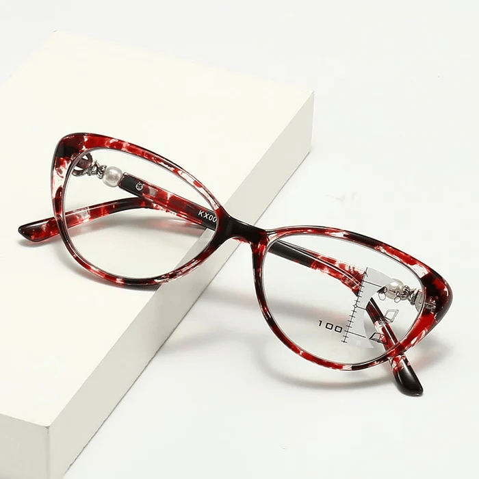 CAT EYE WITH PEARL HINGE PROGRESSIVE MULTIFOCAL READING GLASSES (Premium Quality)