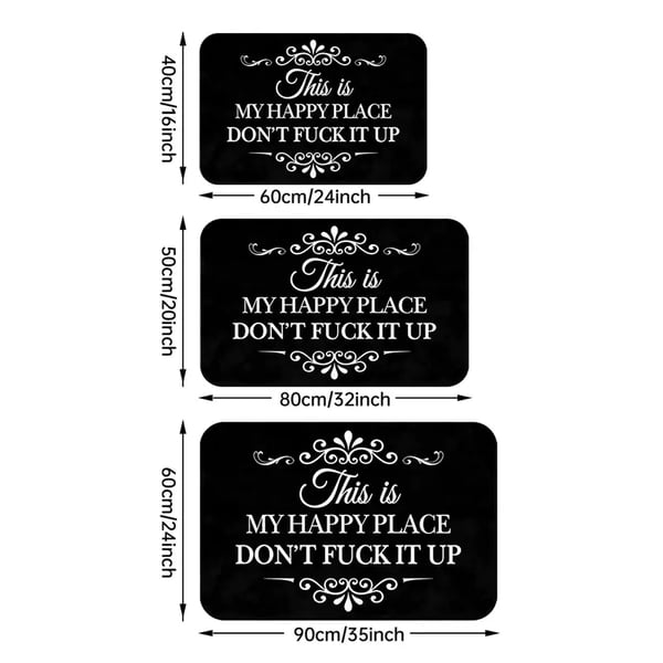 🔥Funny “This Is My Happy Place Don’t F*ck It Up” Flannel Doormat🤣 (Premium Quality)