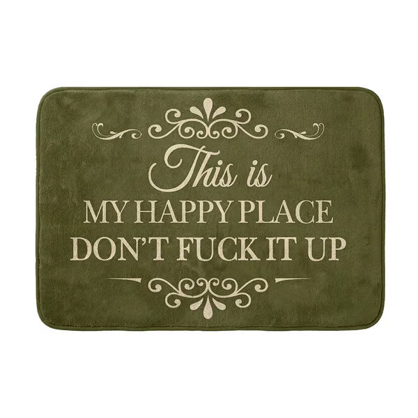🔥Funny “This Is My Happy Place Don’t F*ck It Up” Flannel Doormat🤣 (Premium Quality)